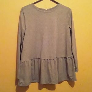 Cream ruffle shirt button up in the back